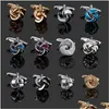 Boutons de manchette Twist Boutons de manchette Mode Français Hommes Chemise Métal Laiton Émail Casual Affaires Cristal Zircon Bijoux Drop Delivery Cravate Clas Dhuxj