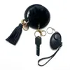 black 8 coloe Explosive 4-piece self-defense keychain Alarm Leather Wrist Strap Hairball Knife Women's self-defense keychain