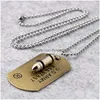 Anhänger Halsketten USA Army Dog Tag Halskette Hip Hop Frauen Herren Modeschmuck Will und Sandy Geschenk Drop Lieferung Anhänger Dhlhi