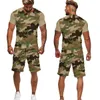 Survêtements Nouvel été T-shirt Shorts Athlétisme Super Large Vêtements Rétro Mode Impression 3D Camo Sportswear Set Hommes P230605