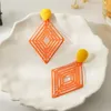 Dangle Earrings Exaggerated Vintage Orange Spray Paint Hollow Out Rhombus Drop 2023 Fashion Summer Beach Women's Jewelry Gift