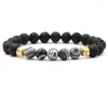 Bracelets porte-bonheur Bracelet perles de lave bijoux Bileklik homme femme Pulseras Mujer amis Branzoletki Chakra Braslet couleur or