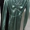 Robes décontractées 2023 SS piste 2 couleur longue robe femmes mode élégant manches licou profond v-cravate mince sac hanche tempérament fête