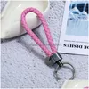 Sleutelhangers Eenvoudige Oude Sier Ring Coin Charm Hand Weave Pu Lederen Sleutelhanger Tas Hang Fashiono Sieraden Voor Vrouwen Mannen Will En Sandy Dhzl6