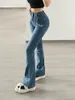 Kvinnors jeans TVVovvin Retro Micro LA för kvinnor 2023 Hög midja framfickan trasig vit elastisk tight fit street OG8C