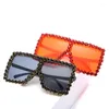 Sonnenbrille, übergroß, quadratischer Rahmen, Diamanten, verziert, trendige Mode, weibliche Brillen, bunte Damenbrillen