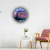 Horloges murales bord de mer phare coucher de soleil Art peinture horloge lumineuse rondes balayage précis Design moderne pour la décoration de la maison