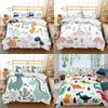 Ensembles de literie Dinosaure de dessin animé mignon Imprimer Ensembles de literie en polyester Enfant Enfants Couvre Garçons Ensemble de linge de lit pour adolescents ensemble de literie king size 230605