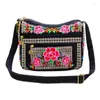 Evening Bags Multi Layer Messenger Bag Women Vintage Chinese Style Embroidery Crossbody Large Capacity Adjustable Strap Shoudler