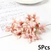 장식용 꽃 5pcs 3 포크 난초 인공 머리 8cm 실크 가짜 꽃 가정 장식 마리이지 웨딩 장식 DIY 공예 액세서리