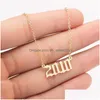 Pendant Necklaces Stainless Steel Birthday Year Number Necklace Sier Gold Chains Initial For Women Fashion Jewelry Will And Sandy Dr Dhxht