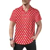 Camicie casual da uomo Camicia a pois retrò Spiaggia rossa e nera Camicette larghe hawaiane fresche Top oversize con grafica a maniche corte