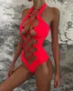 Swim Wear Hollow Out Badkläder Kvinnor Hög hals solid svart skurna backless Monokini Bandage Bathing Syft Semester Swimsuit 230605