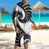 Herren-Trainingsanzüge, Sommer-Männer im chinesischen Stil, T-Shirt-Trainingsanzug, 3D-Druck, Strand, Allgleiches, lässig, kurzärmelig, Streetwear, 2-teiliges Set mit Kleidung