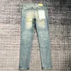 PAARS. Herenjeans Europese Jean Hombre Letter Star Men Borduurpatroon Ripped voor Trend Merk Motorbroek Heren Skinny MAAT 30-38