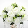 Flores decorativas com 26 cm de diâmetro tecido artificial simulação de plástico peça central para decoração de casamento buquê de mesa de chumbo faça você mesmo