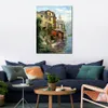 Modern Impressionist Landscape Canvas Art Lakeside Hallstatt Handmade Oil Painting Artwork for Office Hallway Room