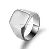 Band Rings Fashion Mens Titanium Steel Domineering Large Seal Male Ring Fl Smooth Square Solid For Men Drop Delivery Jewelry Dh4Yj