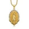 Pendant Necklaces Hip Hop Bling Iced Out Stainless Steel Virgin Mary Pendants Necklace For Men Jewelry Drop