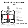 Bike Pedals WEST BIKING Ultralight Bicycle Pedal 3 Bearings Alloy Anti-slip Cycling Pedals BMX MTB Road Bike Sealed Bearing 916 "Bike Pedal 230606