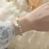 Strand Fashion Nature Stone Bead Bracelets White Floral Flower Sweet Vintage Jade Women's Bracelet Trendy Paired Jewellery Accessories