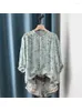 Blouses pour femmes Lamptrip Unique rétro col montant fleurs vigne imprimé lin à manches longues coton chemise Blouse femmes 2023