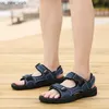 2022 Summer Men Sandals Shoes Magic Glue Open Toe Platform Beach Sandals Rome Footwear Light Black Boys 'Shoes Big Size 36-46 L230518