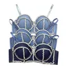 Tanks Camis 2023 denim Tube Diamond Beads Strapless Lace Rits Bustier Bra Night Club Party Vest Top vrouwen Nieuw P230605