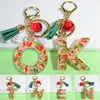 Keychains 26 Letter Keychain With Bell Tassel Bag Car Key Chain For Women Gift Mobile Phone Decoration Jewelry Rings Accessories