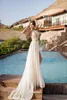 2023 Backless Wedding Dresses Eden Halter High Neck Chiffon Sheer Wedding Dress Lace Beads Sexy Side Slit Bride Gown cheap