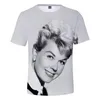 Camisetas masculinas Atriz 3D Doris Day Camisas masculinas/femininas Roupas estampadas da moda Camisetas confortáveis Hip Hop Cool Tops Camisetas 4XL