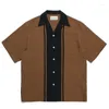 Camisas casuais masculinas de dois tons WACKO MARIA listras masculinas femininas patchwork camisa havaiana camiseta Y2k