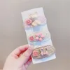 Hair Accessories 3/Pcs/Set Children Cute Coffee Color Cartoon Flower Bow Ornament Pink Clips Girls Sweet Braid Hairpins Kid