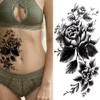 Tillfälliga tatueringar kvinnor mode blommor klistermärke falska rose fjäder tatoos dekal vattentät kroppskonst ben arm tatoos för kvinnor 230606