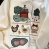 Womens hoodies tröjor överdimensionerade kvinnor Polo Spring Lapel Pullover Designer Cartoon Embroidery Lång ärm Löst koreanska toppar Kläder 230605