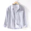 Camicie casual da uomo Camicia a righe in cotone Oxford da uomo a maniche lunghe di marca per un comodo uomo a righe alla moda da uomo