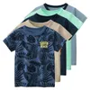 T-shirts Zomer Kinderkleding Leaf Brief Print Kinderkleding Jongens Korte Mouw T-shirt Katoenen Tops Tee Shirts Drop 230605