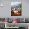 Импрессионистская ручная ландшафт Canvas Art Cypress Vista Serene Country Country Artwork Decor