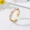 2023 European and American new adjustable color oil color eye ring 3A zircon evil eye ring for men and women's jewelry