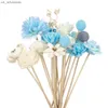 20 PCS Bleu Série Fleur Rotin Bâtons Parfums Sans Feu Reed Diffuseur Bâton Diy Ornements Décor À La Maison L230523