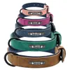 Dog Collars Leashes Personalized Collar and Leash Leather Padded Customized Engraved Dogs Lead Rope Set Bulldog Pitbull 230606