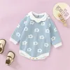 Jumpsuits 0-18 meter newborn baby girl floral knitted with long sleeve button warm autumn spring children's clothing jumpsuit G220606