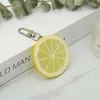 Creative Cartoon Simulated Lemon Slices Model Geometric Keychain for Women Girls Fruit Series Car Bag Accessories Key Ring