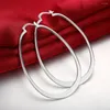 Backs Earrings Charm 925 Sterling Silver Earring High Quality Fashion For Woman Jewelry Flat Geometry Long Big Wedding Gift