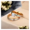 Solitaire Ring Stainless Steel Diamond Couple Rings New Women Engagement Mens Fashion Jewelry Drop Delivery Dh1Fk