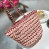 Högkvalitativ strandpåsar crossbody väska designer kedja halm väska lyx tygväskor mode kvinnor på handväskor kanal axelväska sommar daglig mamma shopping väska dam