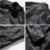 QNPQYX Nouveau Printemps Automne Biker Veste En Cuir Hommes Manteau De Fourrure Moto PU Casual Slim Fit Outwear Mâle Noir Vêtements Plus La Taille M-4XL