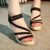 إسفين المرأة Zzpohe Summer Sandals Woman High Heels Open Open Tee Platform Nasual Female Soft Party Shoes 5