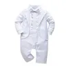 Zestawy odzieży Baby Boys Białe chrzest Rompers Zestaw Bowtie Bowtie Gentlemen garnitur ślub urodzin