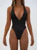 Onepiece Suits Sexy Deep v Swimsuit Women Lantage Swimwear Female Monokini Bathers Wating Summer Wear 230605